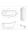 Bañera isla GLORIA GLAM SILVER 150x66 cm/160x68 cm