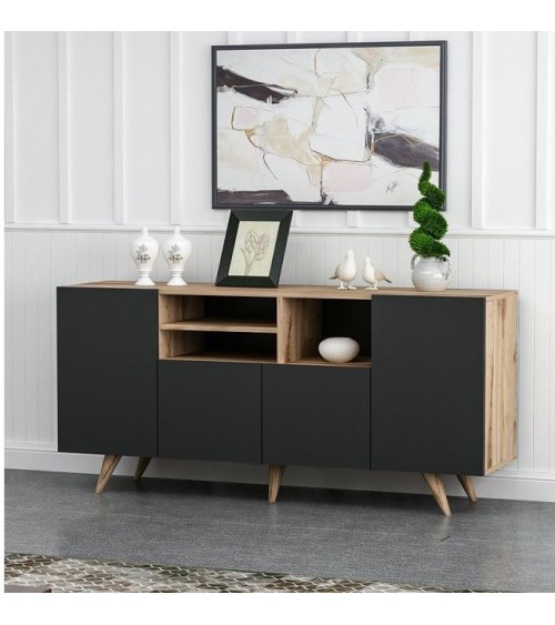 Buffet 4 portes SANSA 160 cm noir