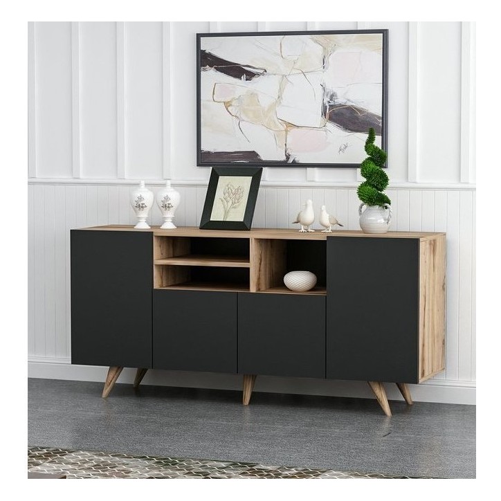 Buffet 4 portes SANSA 160 cm noir