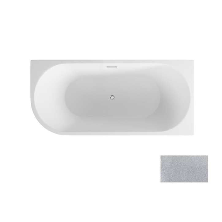 Banheira ZOYA GLAM SILVER ângulo direito 150x75 cm/170x80 cm