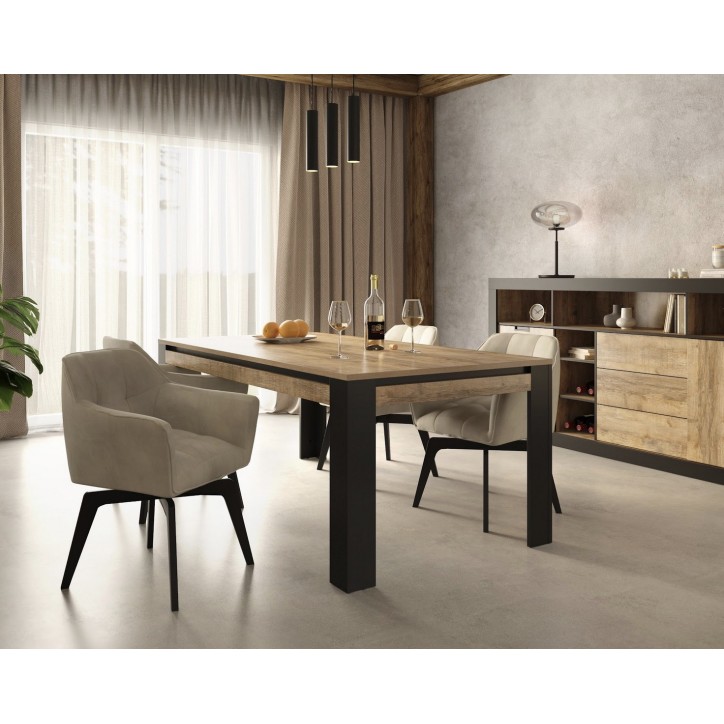 Salle complet Tudor - chêne et noir