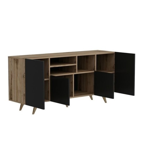 Buffet 4 portes SANSA 160 cm noir