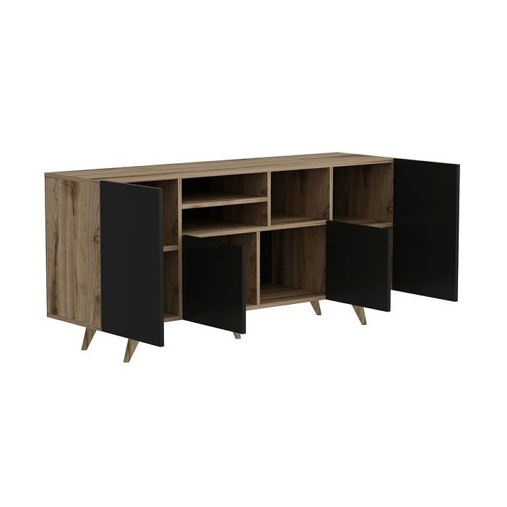 Buffet 4 portes SANSA 160 cm noir
