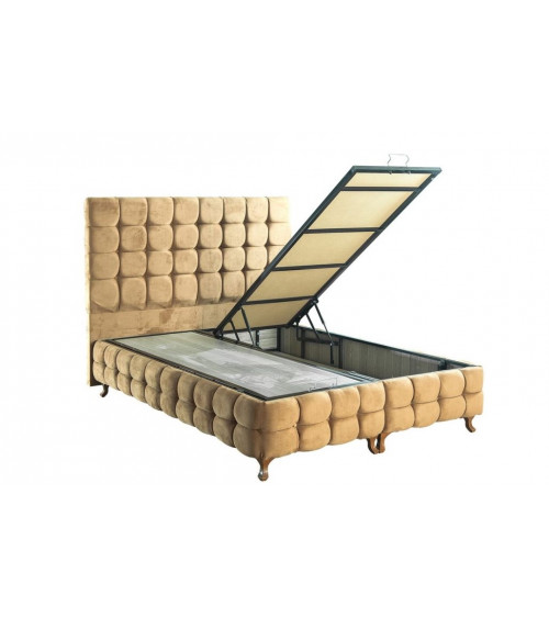 LIT coffre DUKE crème + matelas et tête de lit inclus 90/160x200 cm