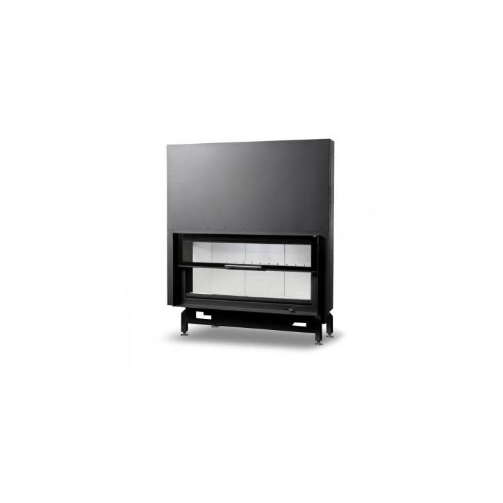 Insert cheminées à bois MB 130CM porte guillotine 21 kW + 4 bouches récupération de chaleur