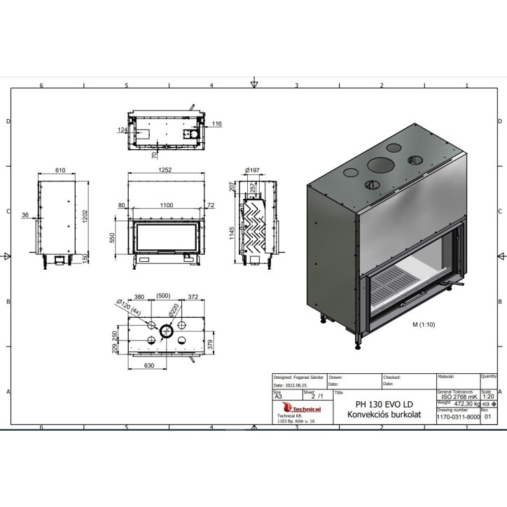 Inzethaard met schuifdeur MB 130CM 21 kW