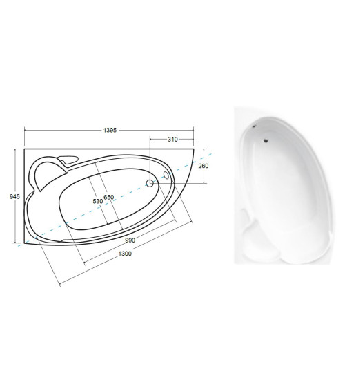 Baignoire EWA 134x134 cm , baignoire, salle de bain design