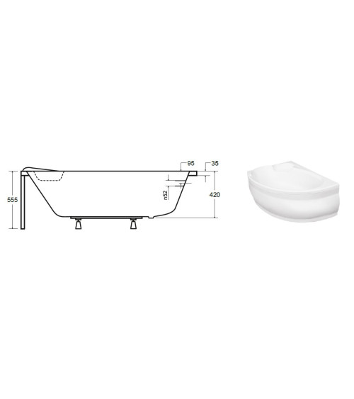 Baignoire EWA 134x134 cm , baignoire, salle de bain design