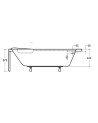DELFINA hoekbad 166 X107CM links met schort