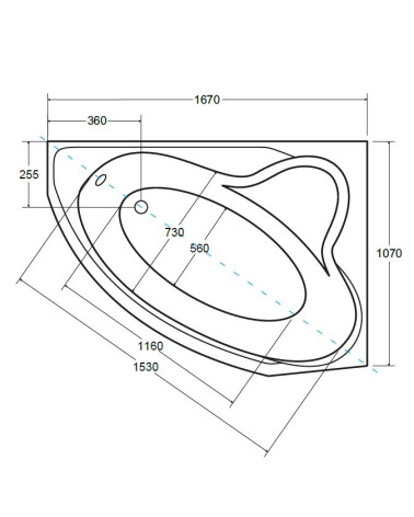 Banheira de canto DELFINA 166 X107CM direita com avental