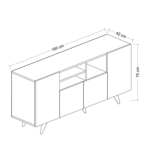 Buffet 4 portes SANSA 160 cm noir