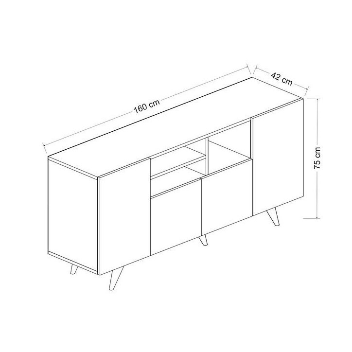 Buffet 4 portes SANSA 160 cm noir