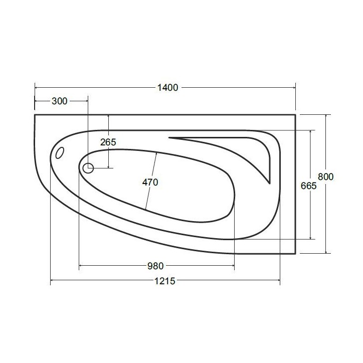 Banheira de canto CORNEA 140x80 cm direita com avental
