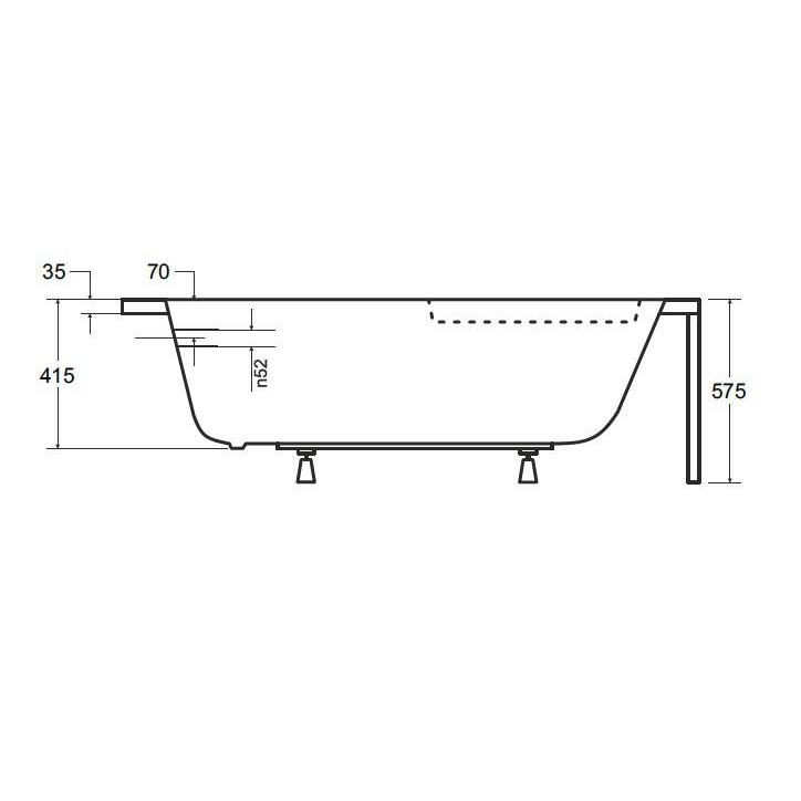 Baignoire d'angle CORNEA 140x80 cm droite avec tablier