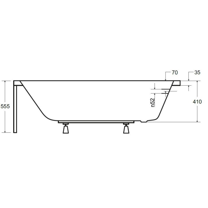 CONTINEA Vasca de bagno 140x70 cm con pannello incluso