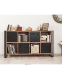 Buffet 4 portes et 4 niches COSMO 164 cm noir et bois