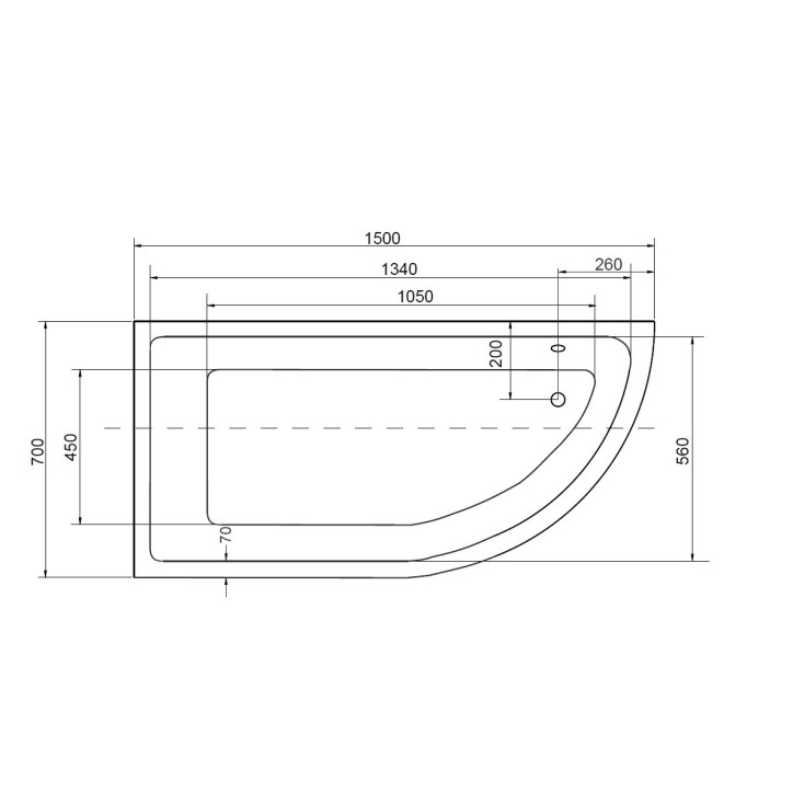 Banheira de canto ORIEGO II 150 cm esquerda sem avental