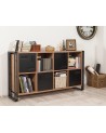 Buffet 4 portes et 4 niches COSMO 164 cm noir et bois