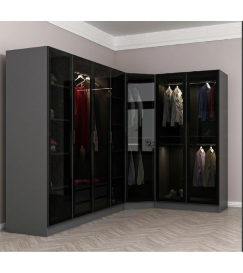 Armoire d'angle dressing anthracite 440x210x52