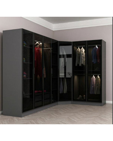 Armoire d'angle dressing anthracite 440x210x52