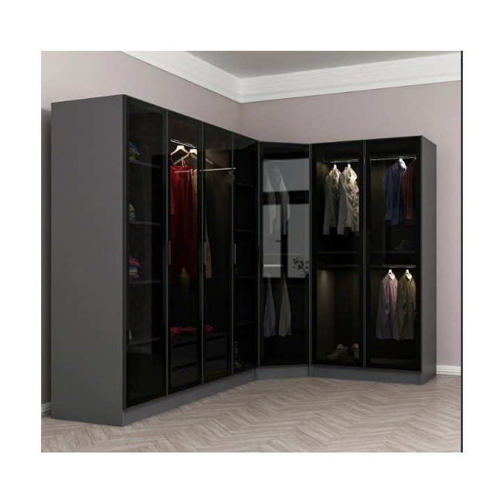 Roupeiro de canto antracite con LED's Roupeiro de canto antracite con LED's