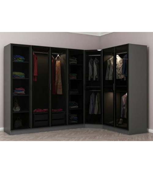 Armoire d'angle dressing anthracite 440x210x52