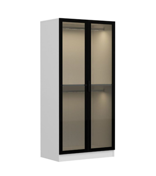 Vetrina a 2 ante con LED - Bianco/Nero