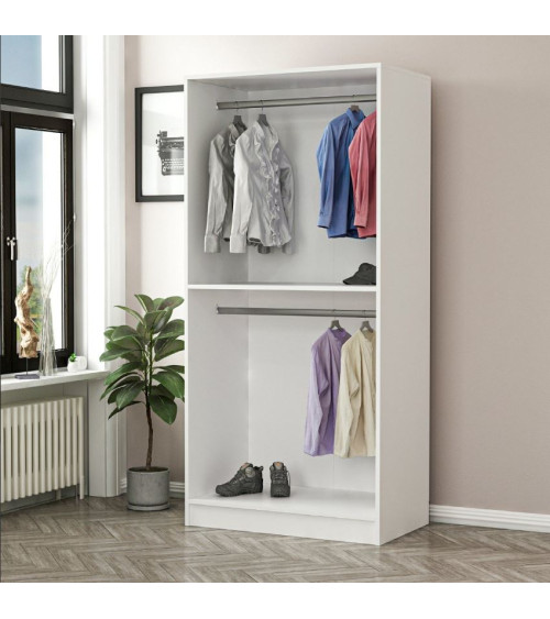 Armário de vidro de 2 portas com LEDs - Branco/Preto