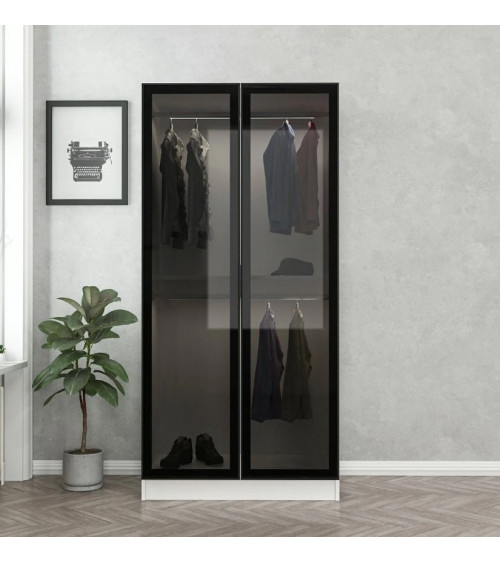 copy of Armoire 2 Portes Vitrées - Anthracite/Noir