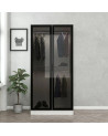 Armoire 2 Portes Vitrées avec leds - Blanc/Noir