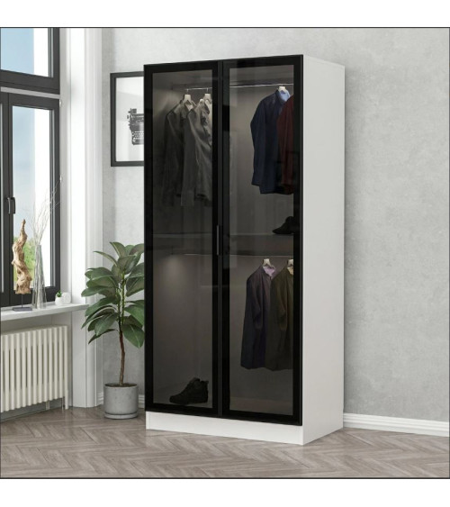 copy of Armoire 2 Portes Vitrées - Anthracite/Noir