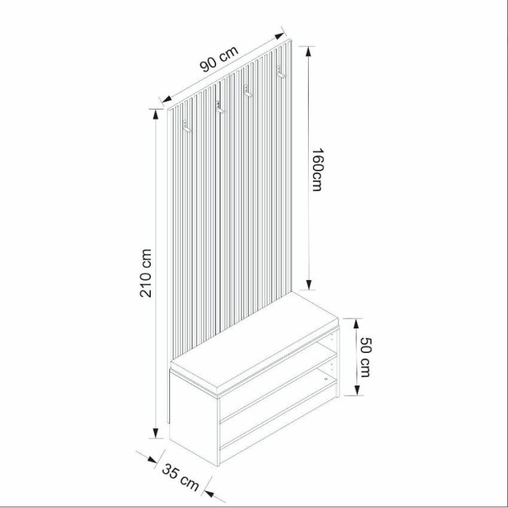 Meuble d'entrée EWY 90x210x35 CM