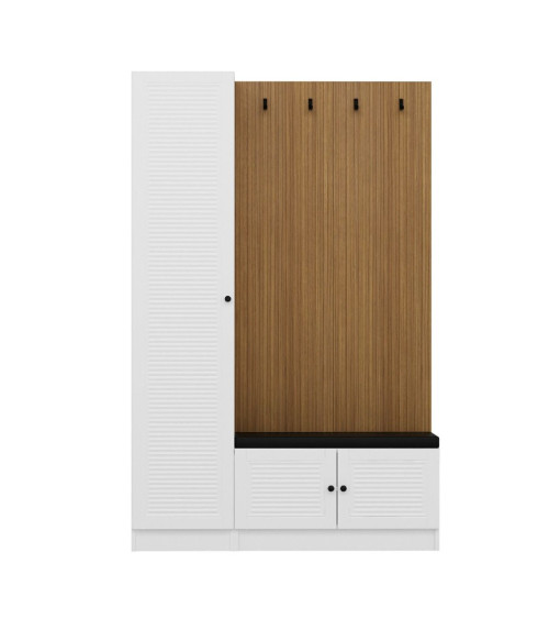 3-deurs kledingkast met 3 witte laden 135x200 cm