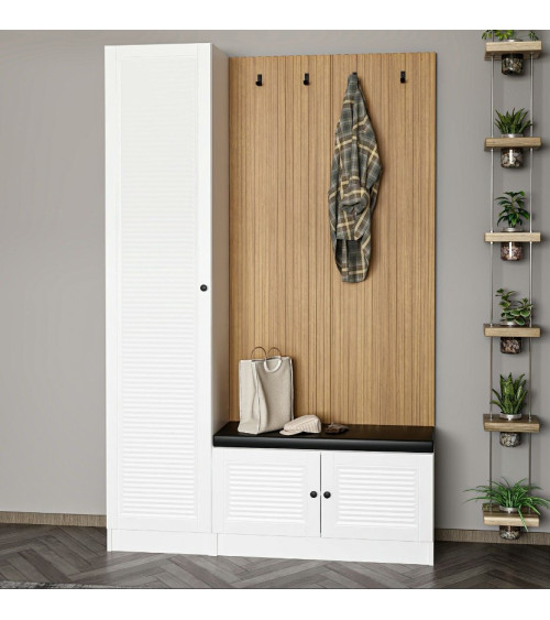 Armadio a 3 ante con 3 cassetti bianchi 135x200 cm
