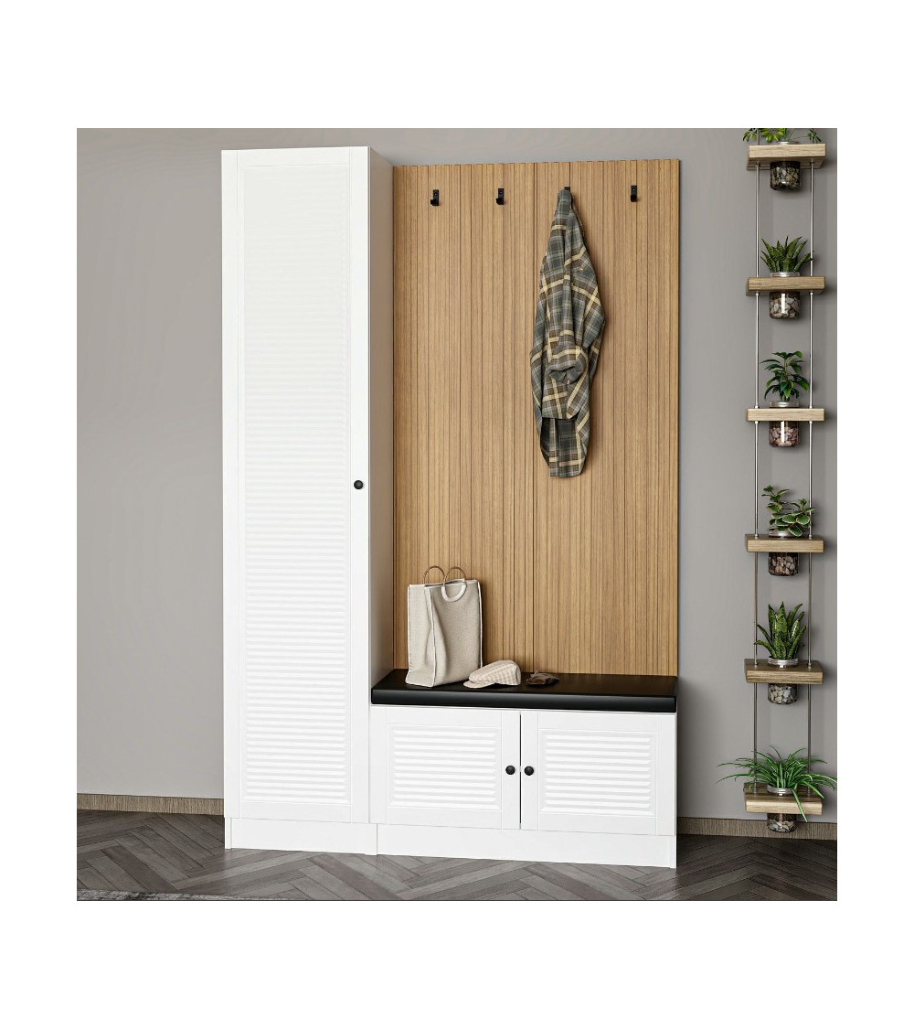 Armoire 3 Portes et 3 tiroirs blanc 135x200 cm