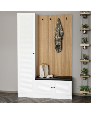 Armoire 3 Portes et 3 tiroirs blanc 135x200 cm