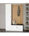 Armoire 3 Portes et 3 tiroirs blanc 135x200 cm