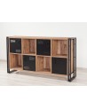 Buffet 4 portes et 4 niches COSMO 164 cm noir et bois