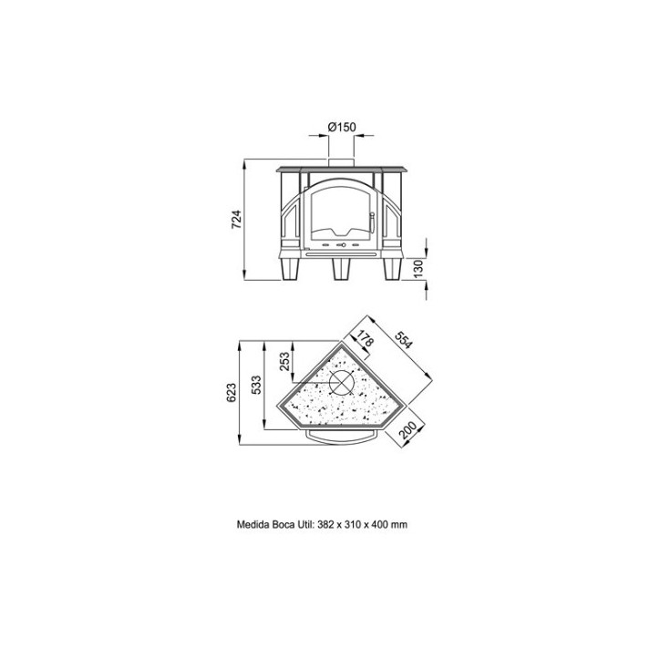 copy of Poêle à bois en fonte côtés en verre 14 kW MARACAY