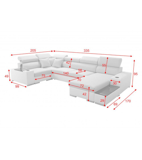 Canapé d'angle convertible ANDRE 202 x 85 cm en plusieurs couleurs