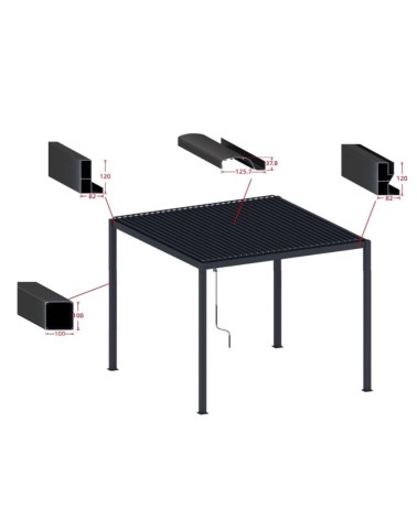 Pergola 4x3m Puhket - éclairage LED