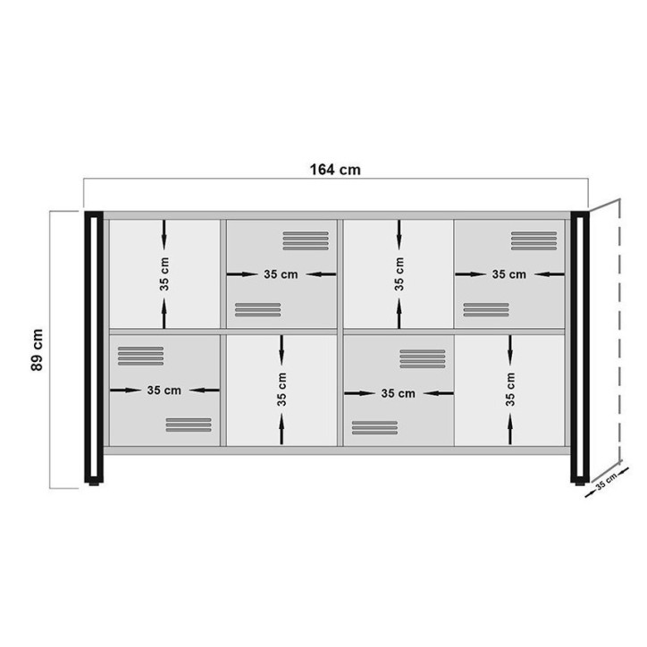 Buffet 4 portes et 4 niches COSMO 164 cm noir et bois