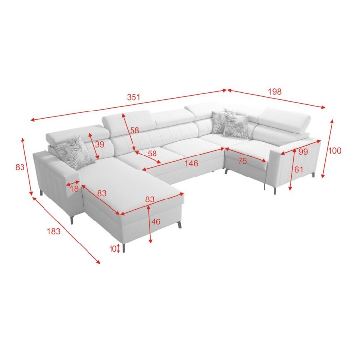 copy of Canapé d'angle reversible ANDRE 202 x 85 cm en plusieurs couleurs