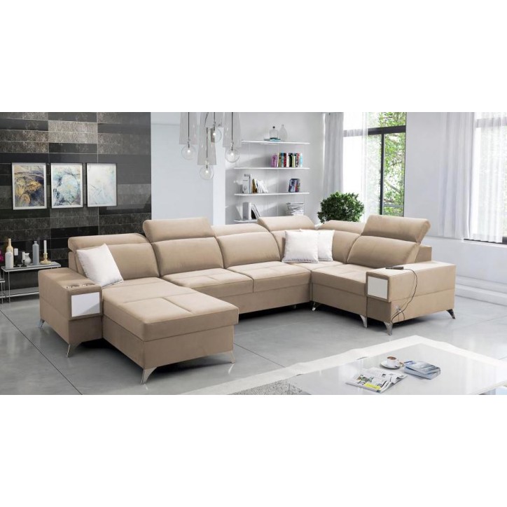 Canapé d'angle convertible DEUS IV 364 x 204 x 184 cm en plusieurs couleurs