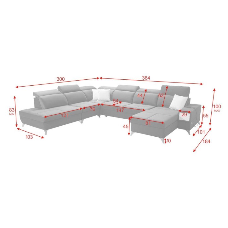 copy of Canapé d'angle reversible convertible ANDRE 202 x 85 cm en plusieurs couleurs