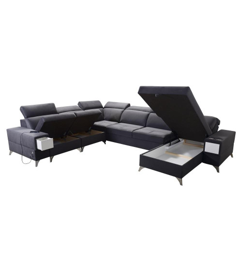 Canapé d'angle convertible DEUS VIII 364 x 284 x 184 cm en plusieurs couleurs