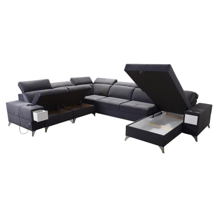 Canapé d'angle convertible DEUS VIII 364 x 284 x 184 cm en plusieurs couleurs