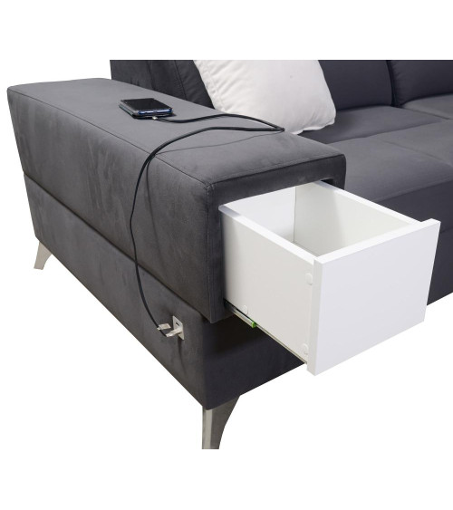 Canapé d'angle convertible ANDRE 202 x 85 cm en plusieurs couleurs
