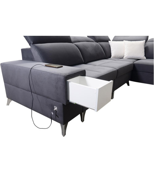 Canapé d'angle convertible ANDRE 202 x 85 cm en plusieurs couleurs