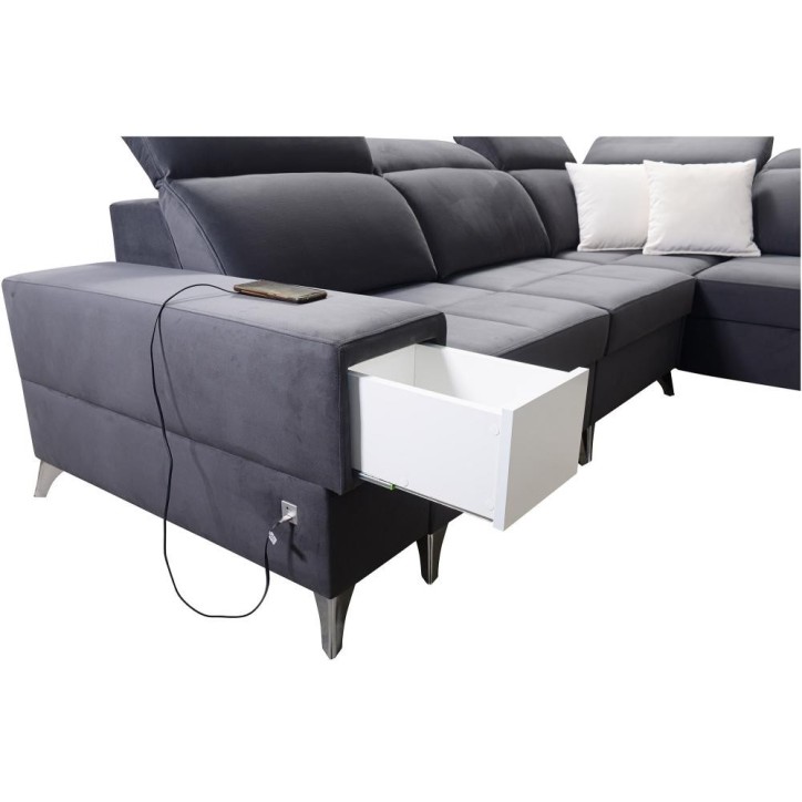 Canapé d'angle convertible DEUS VIII 364 x 284 x 184 cm en plusieurs couleurs